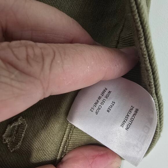 Quince Wide Leg Crop Pants Olive Green Army Green EUC Size 32 - Picture 8 of 10